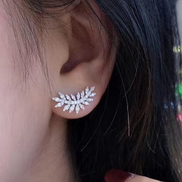 🌹special 🌹New 1pair Rose gold color Leaf Zircon Earrings - Picture 3 of 4